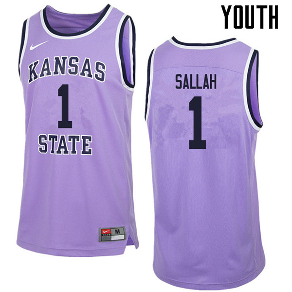 Youth #1 Mawdo Sallah Kansas State Wildcats College Retro Basketball Jerseys Sale-Purple - Click Image to Close